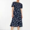 Glamorous Navy Hibiscus Short Sleeve Midi Dress