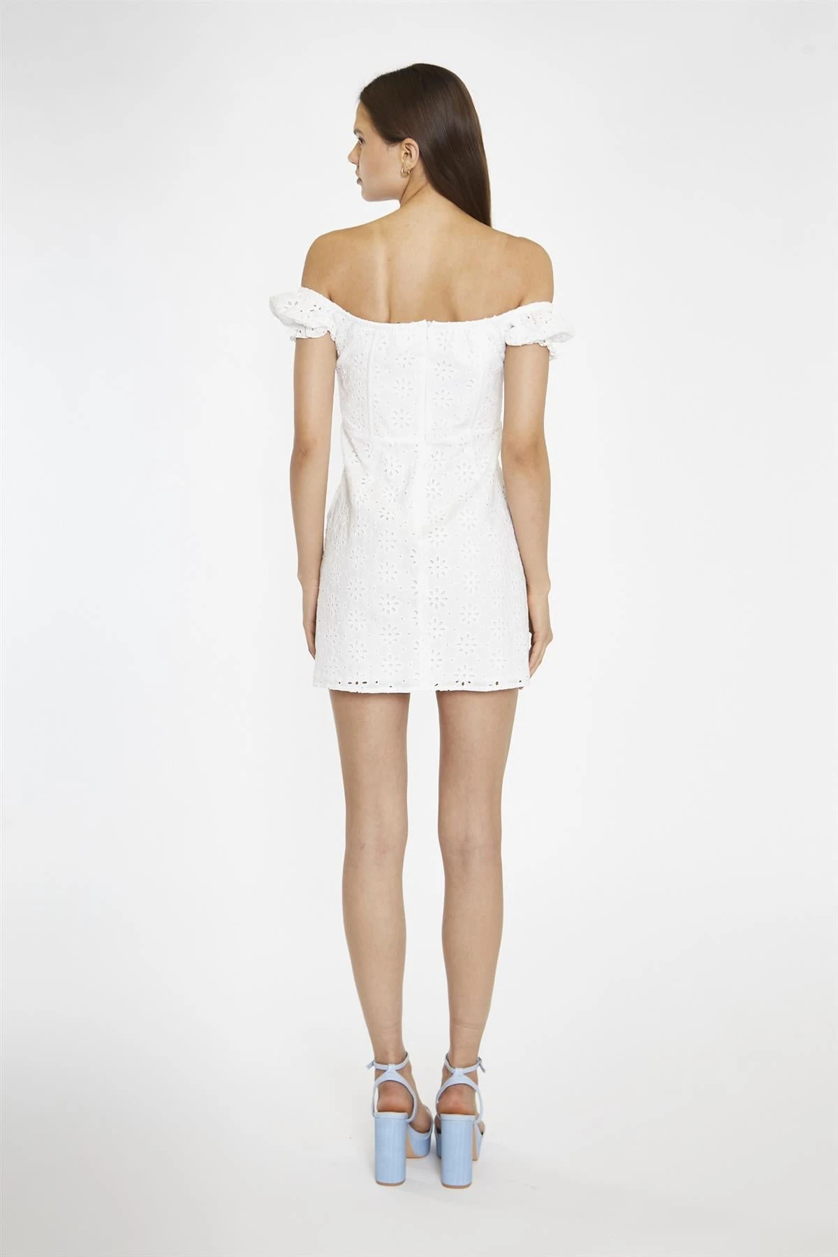 Glamorous White-Broderie Bardot Corset Mini-Dress - Image 2