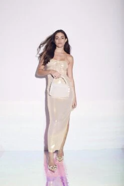 Glamorous Mara Twist Bandeau Midaxi Dress - Gold