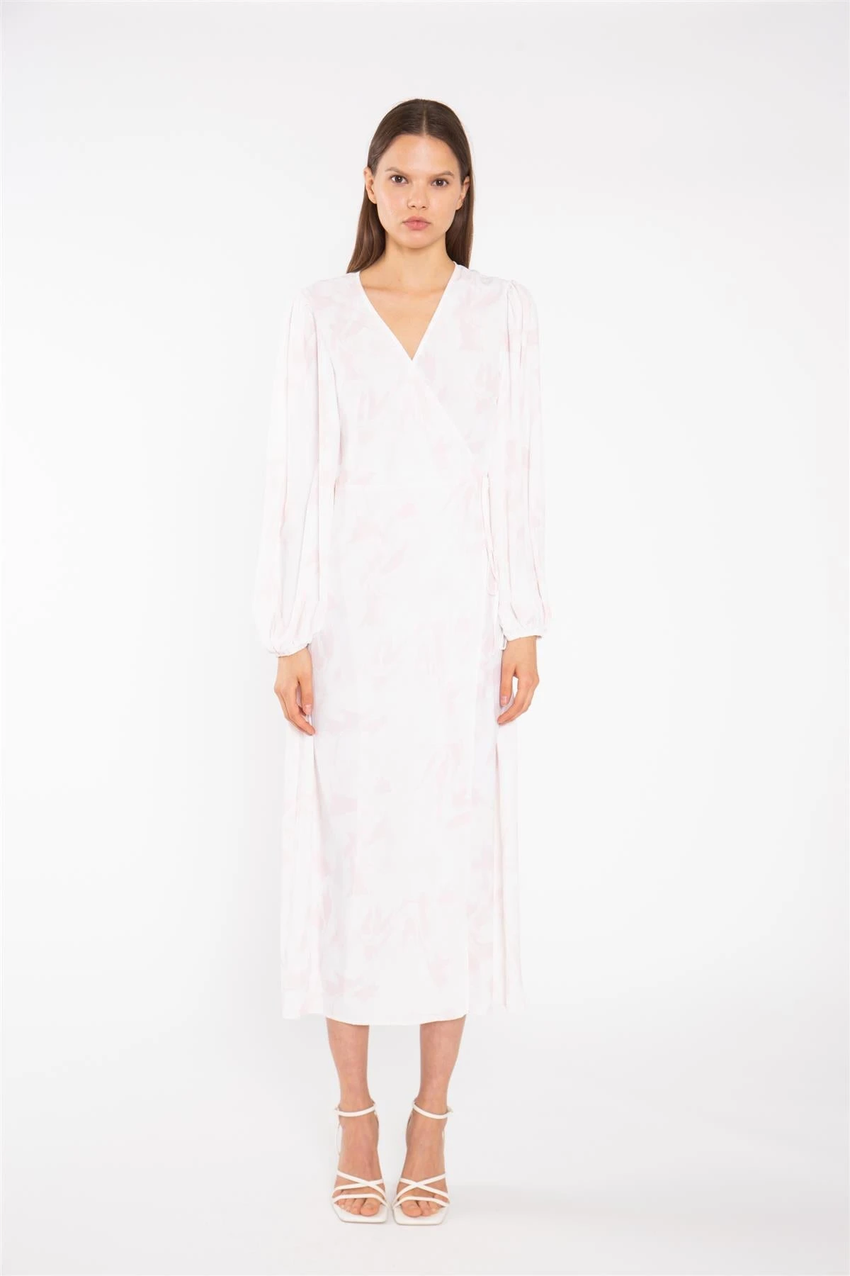 Glamorous Pink-Watercolour Wrap Midi-Dress - Image 3