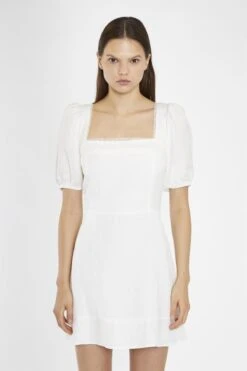 Glamorous White Square-Neck Puff Sleeve Mini-Dress