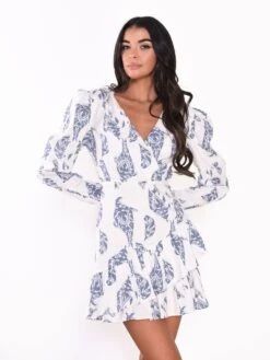 Glamorous Watercolour Paisley Wrap Mini Dress