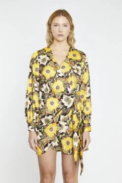 Glamorous Psychedelic Multi-Floral Wrap Mini-Dress