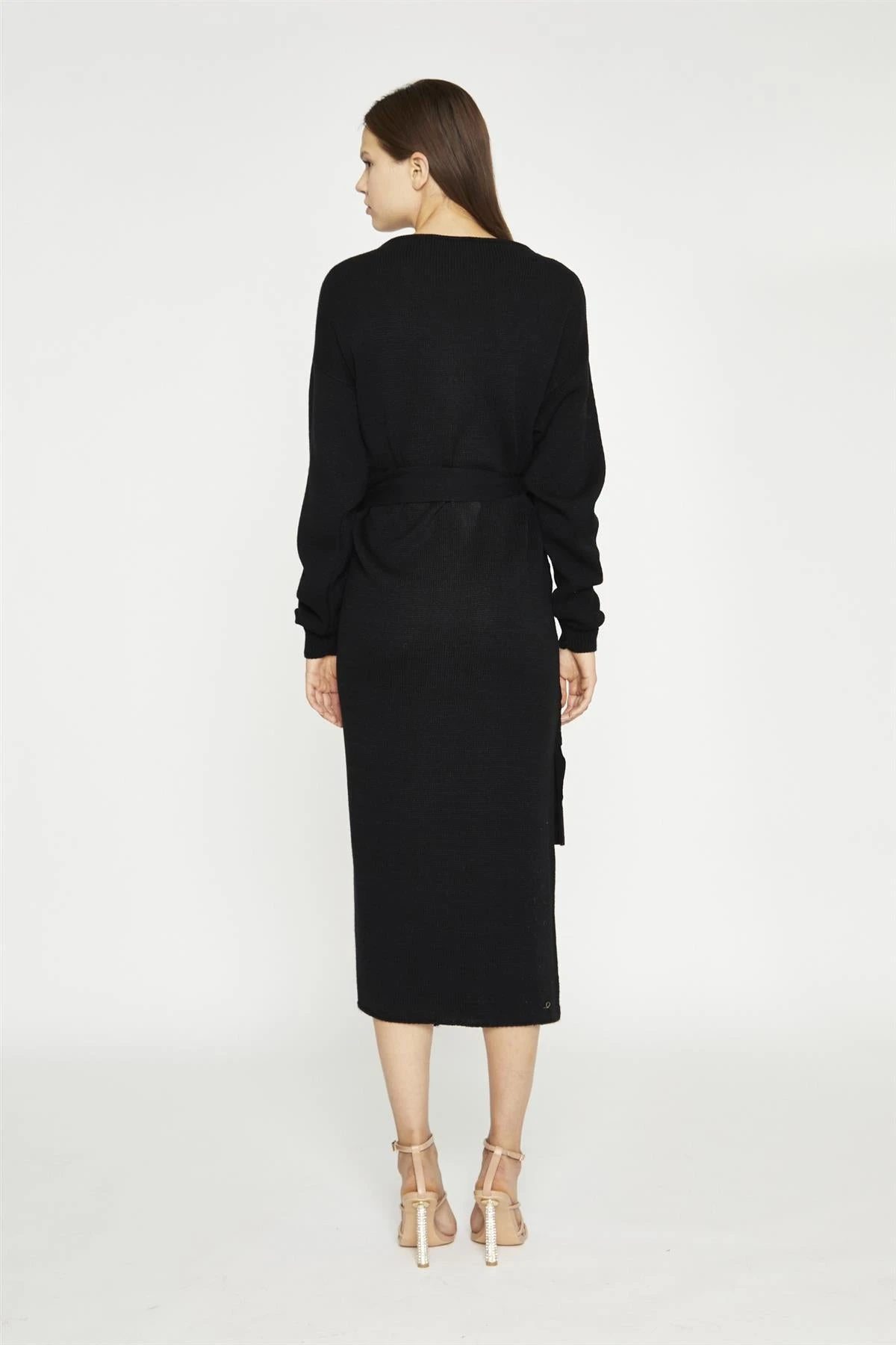 Glamorous Women's Black Tie-Waist Knitted Midi-Dress - Image 2