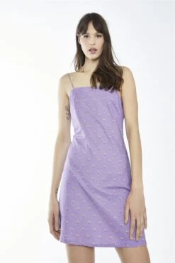 Glamorous Lilac Polka-Dot Cherry Strappy Mini-Dress