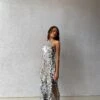 Glamorous Selena Halterneck Sequin Maxi Dress -Silver