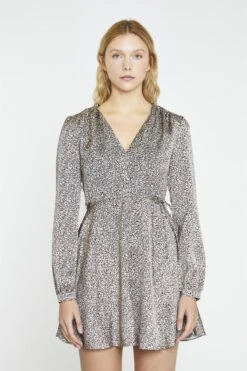 Glamorous Leopard Swirl V-Neck Mini-Dress