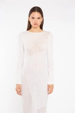 Glamorous Off White Mix Knit Maxi-Dress