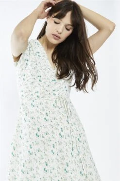 Glamorous Multi-Green Ditsy V-Neck Mini-Dress