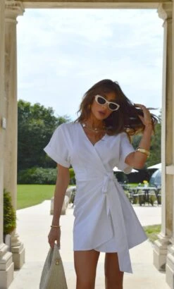 Glamorous White Wrap Mini-Dress