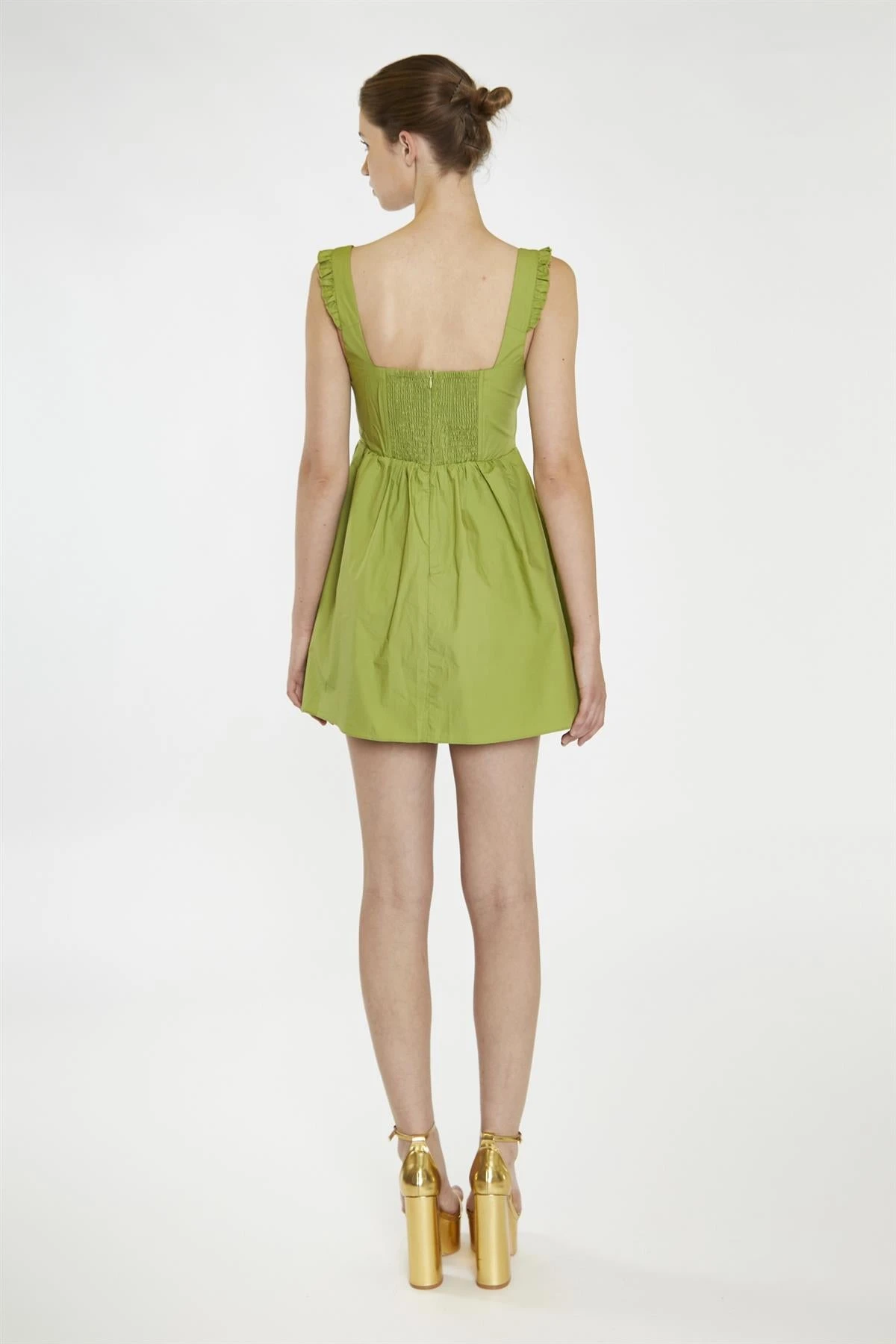 Glamorous Leaf-Green Gathered-Bust Mini-Dress - Image 2