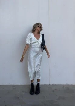 Glamorous Felicity Twist Front Midaxi Dress -Green Pink Stem Floral