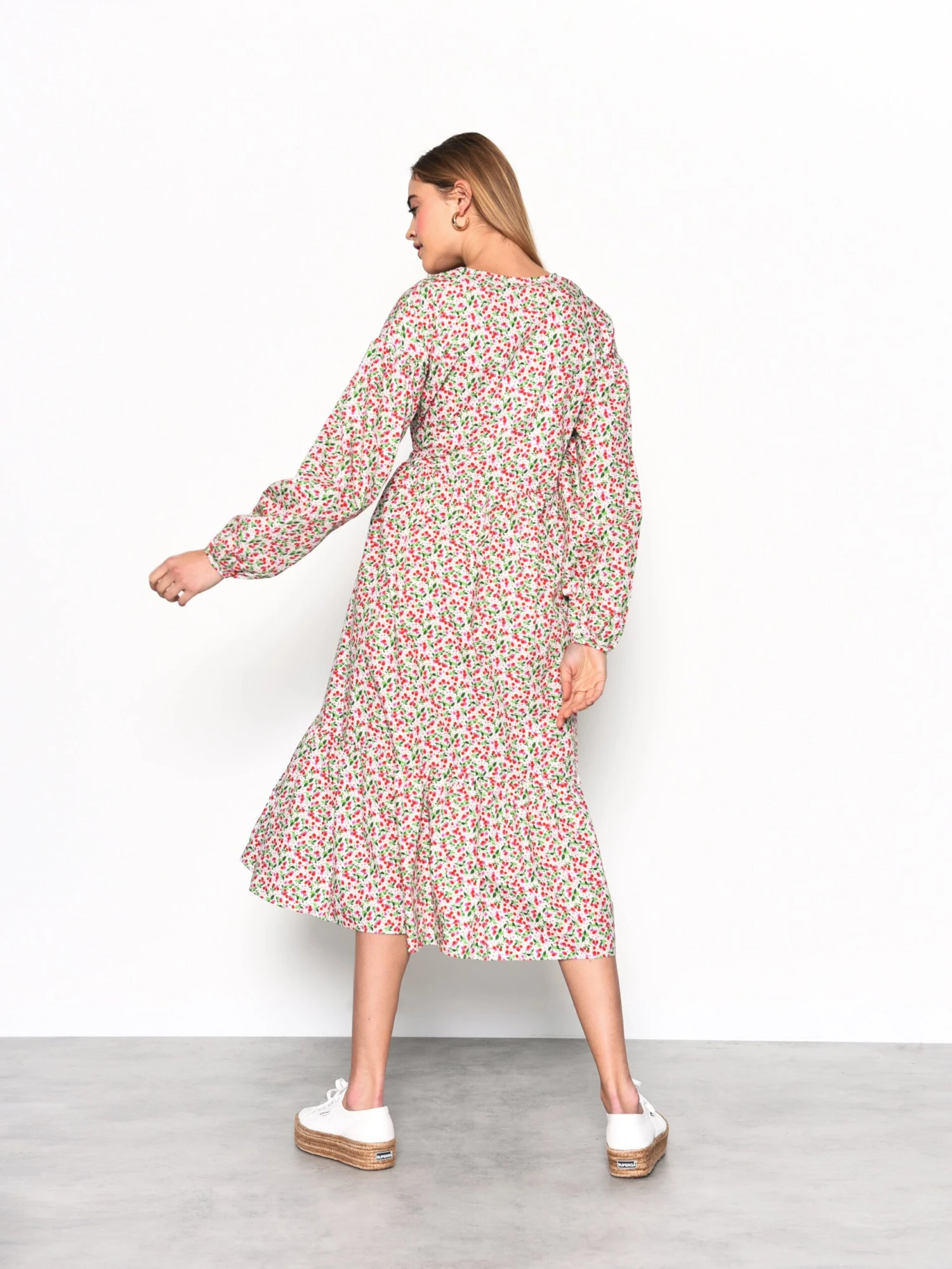 Glamorous Multi White Cherry Print Wrap Midi Dress - Image 2