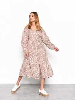 Glamorous Multi White Cherry Print Wrap Midi Dress