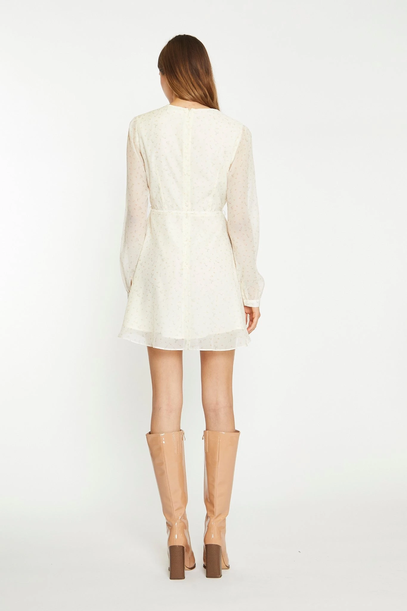 Glamorous Cream Peach Ditsy Organza Mini-Dress - Image 2