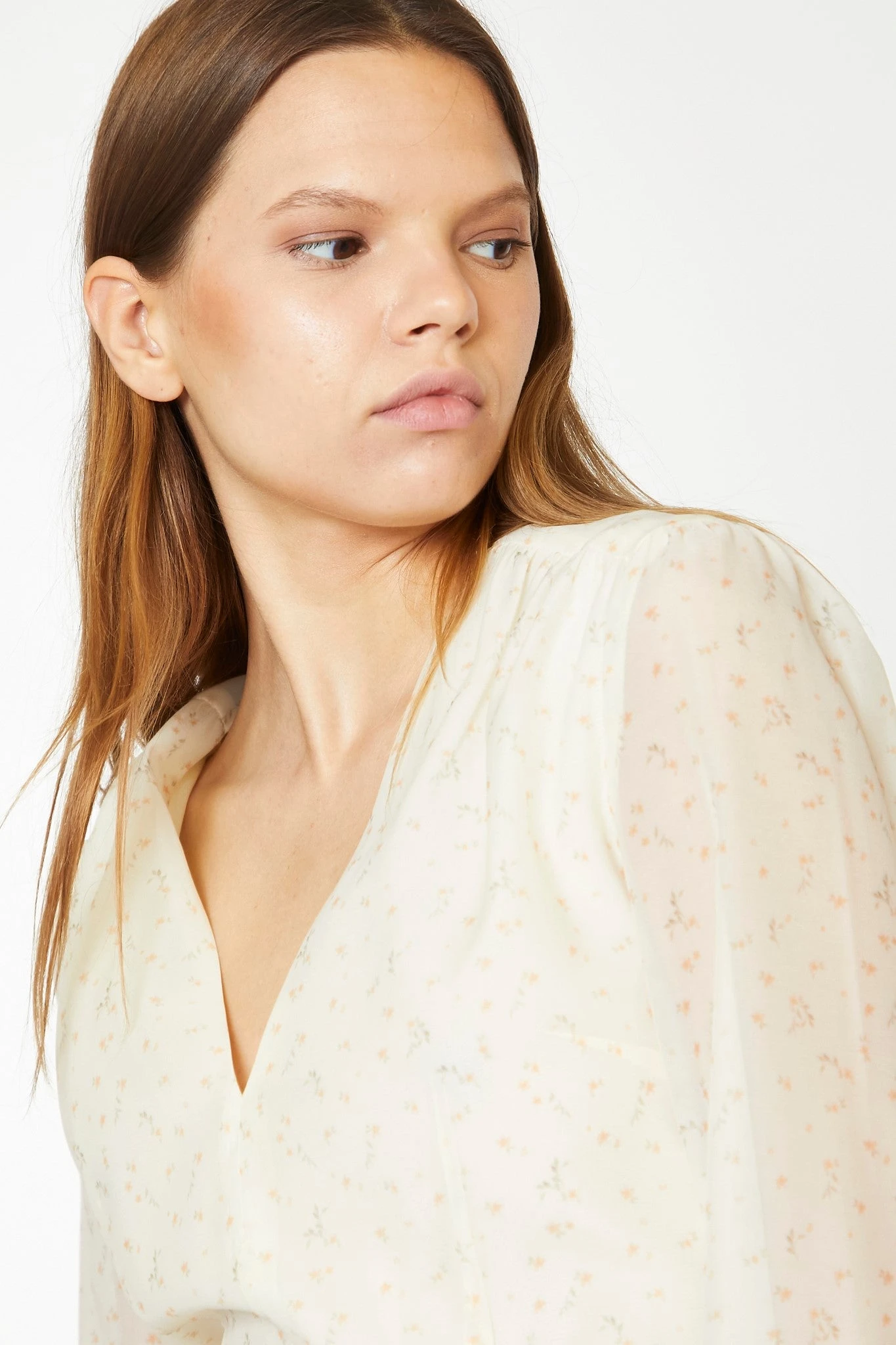 Glamorous Cream Peach Ditsy Organza Mini-Dress - Image 4