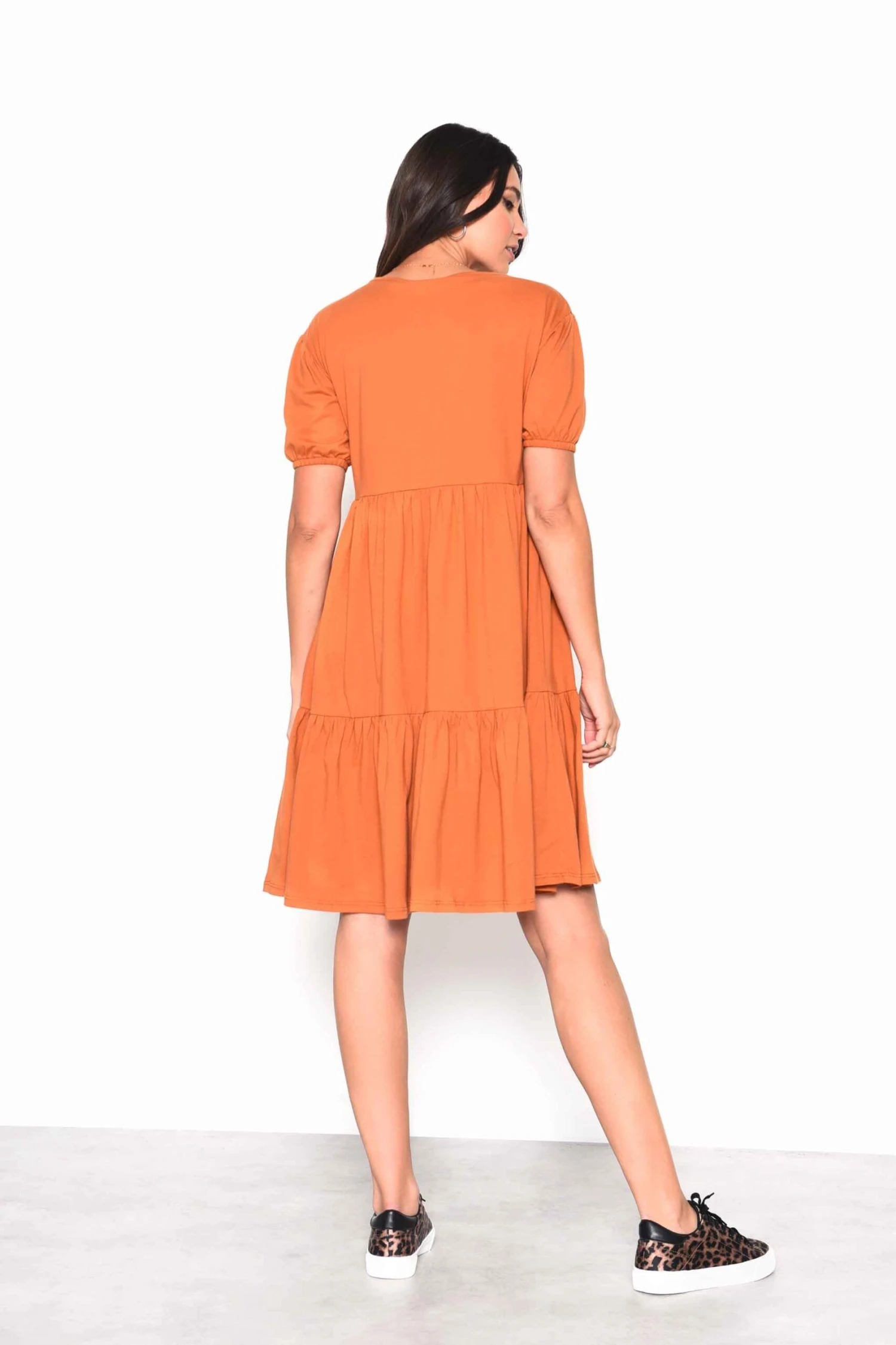 Glamorous Rust Tiered Smock Midi Dress - Image 2