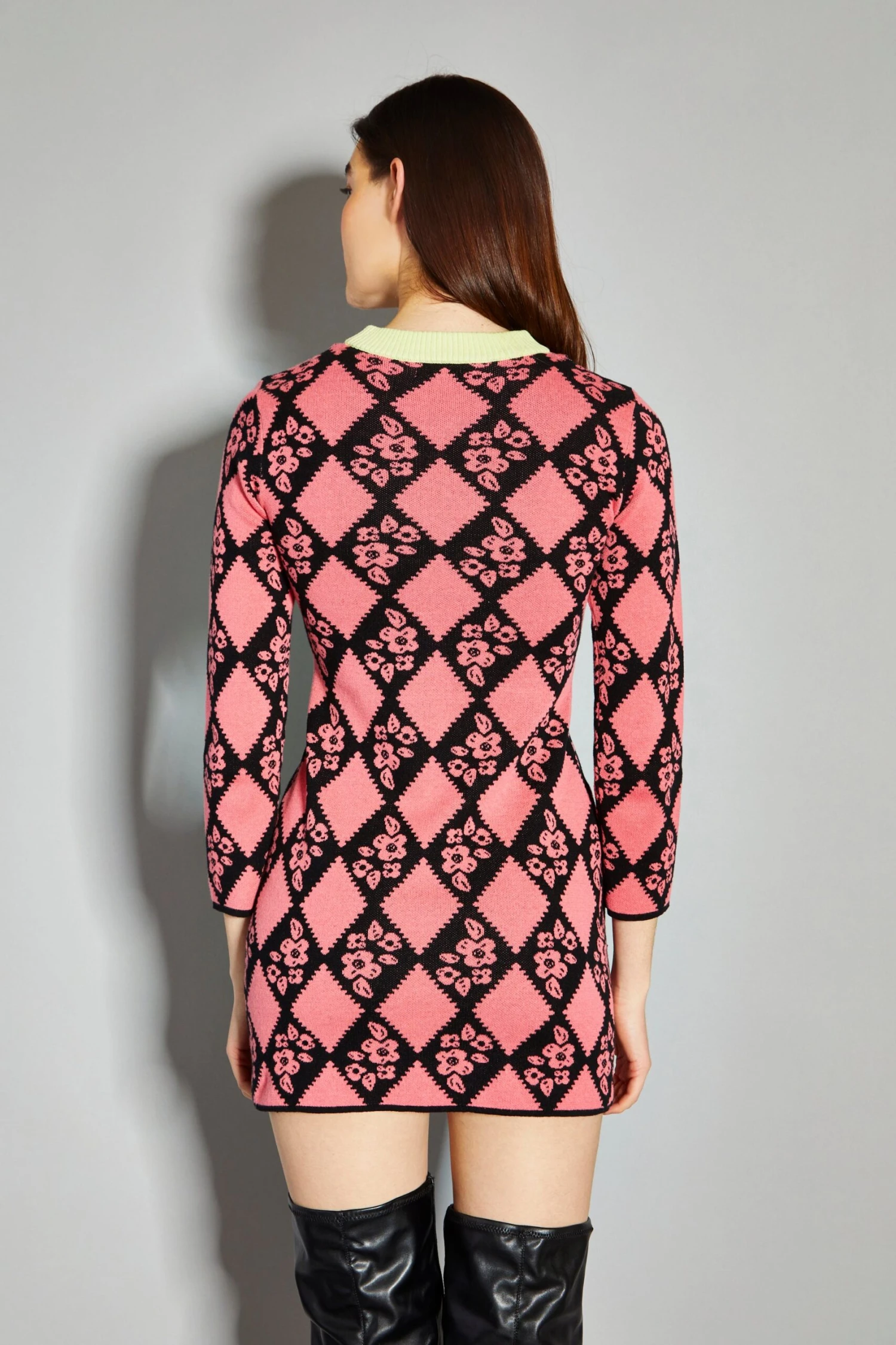 Glamorous Coral Diamond Floral Print Mini Dress - Image 2