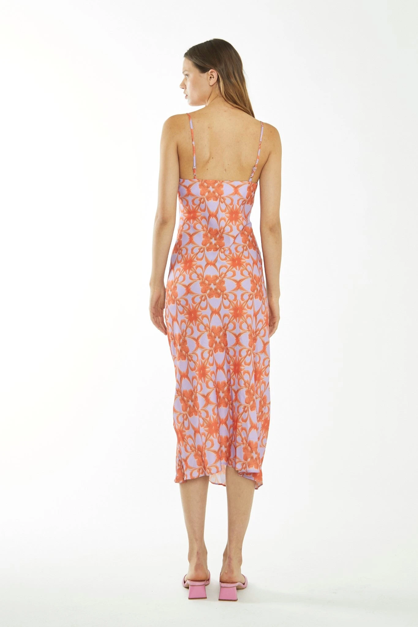 Glamorous Lilac-Orange Tribal Print Cowl-Neck Slip Midi-Dress - Image 2