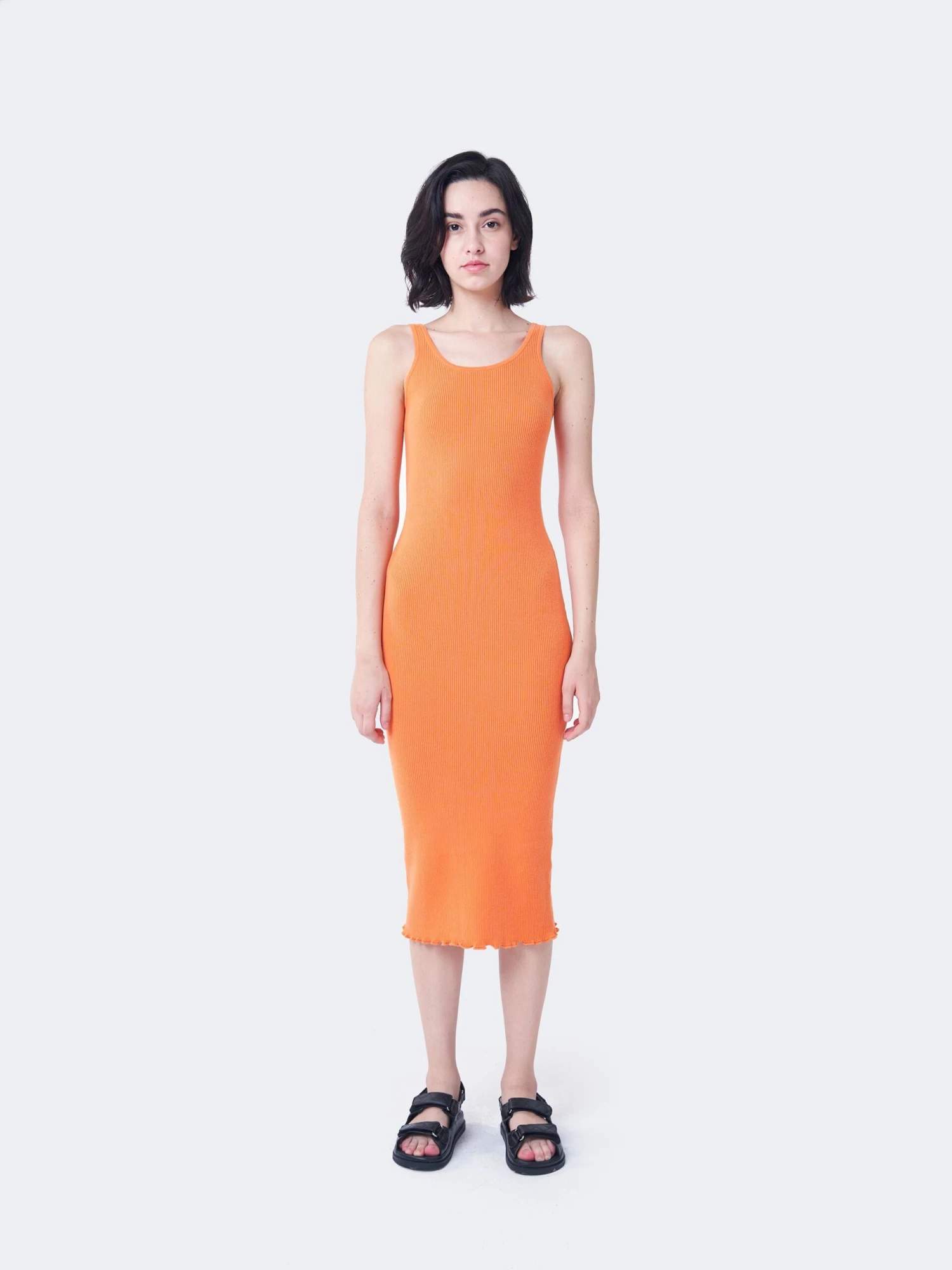 Glamorous Care Orange Ribbed Midi Dress - Image 5