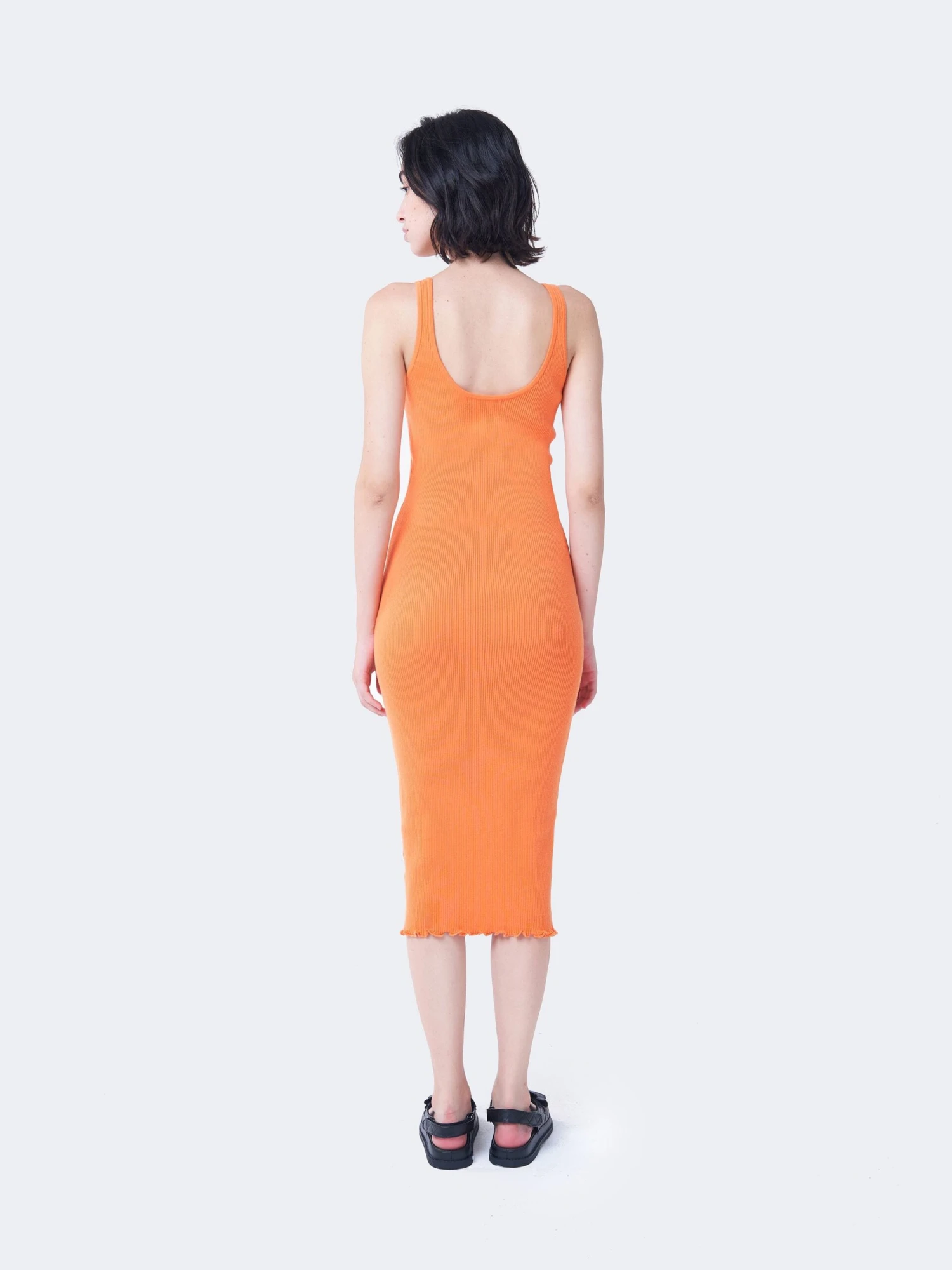 Glamorous Care Orange Ribbed Midi Dress - Image 6