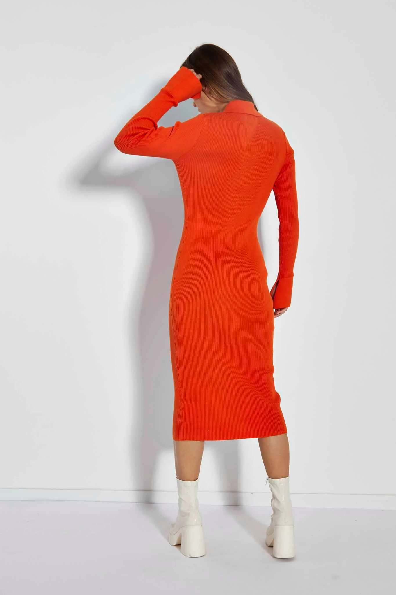 Glamorous Care Orange Button Though Midi Dress - Image 3