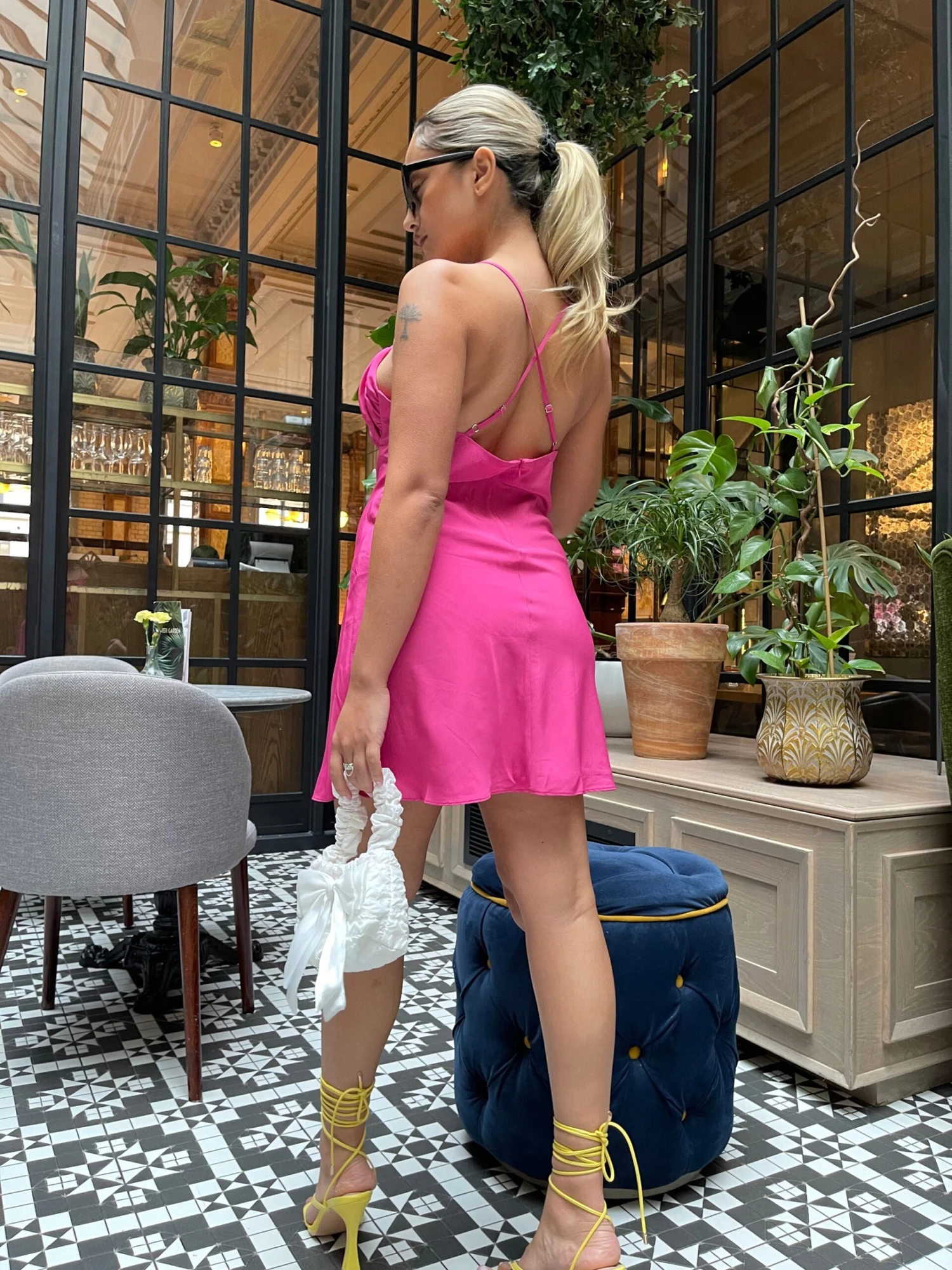 Glamorous Bright-Pink Gathered-Bust Mini-Dress - Image 2