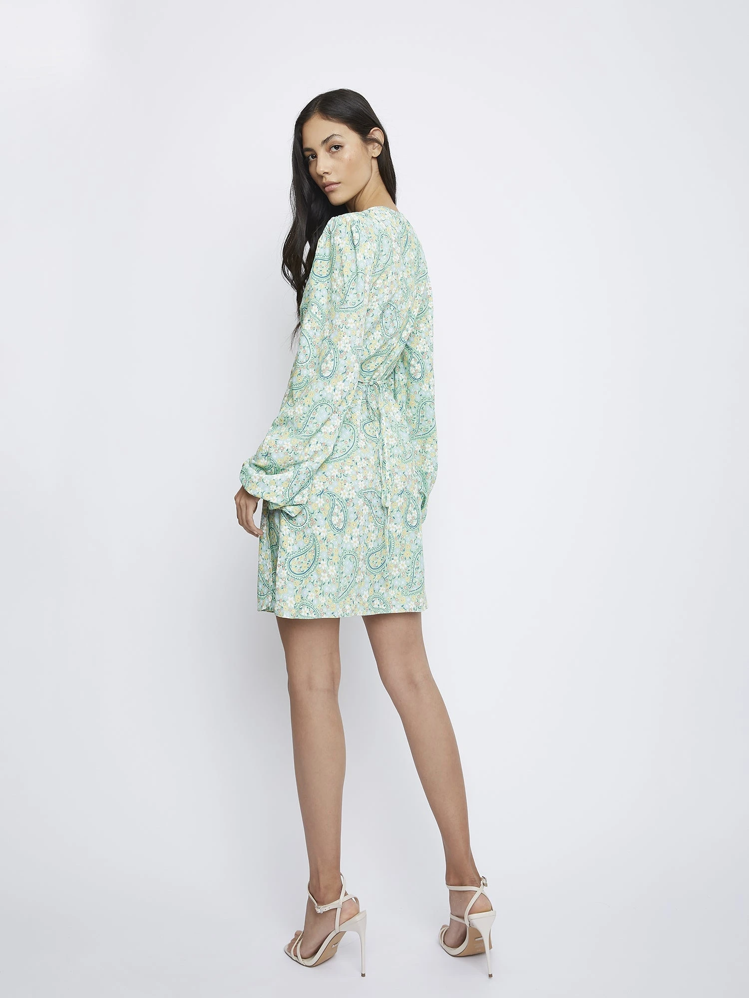 Glamorous Green Paisley Wrap Dress - Image 3