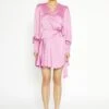 Glamorous Orchid Long Sleeve Mini Wrap Dress