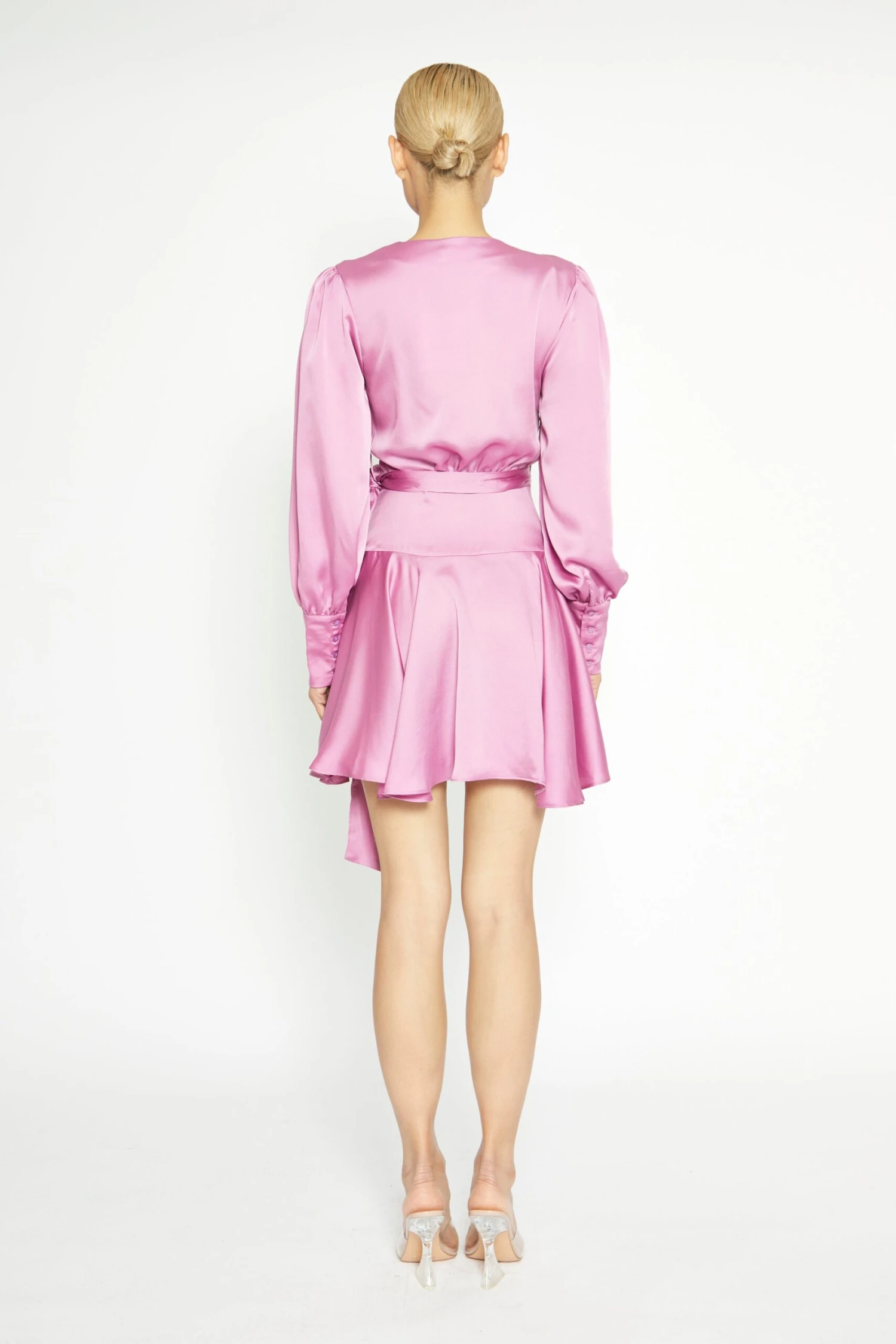 Glamorous Orchid Long Sleeve Mini Wrap Dress - Image 4