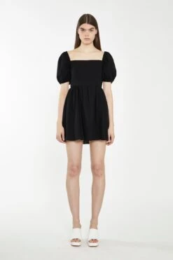 Glamorous Black Open-Back Babydoll Mini Dress