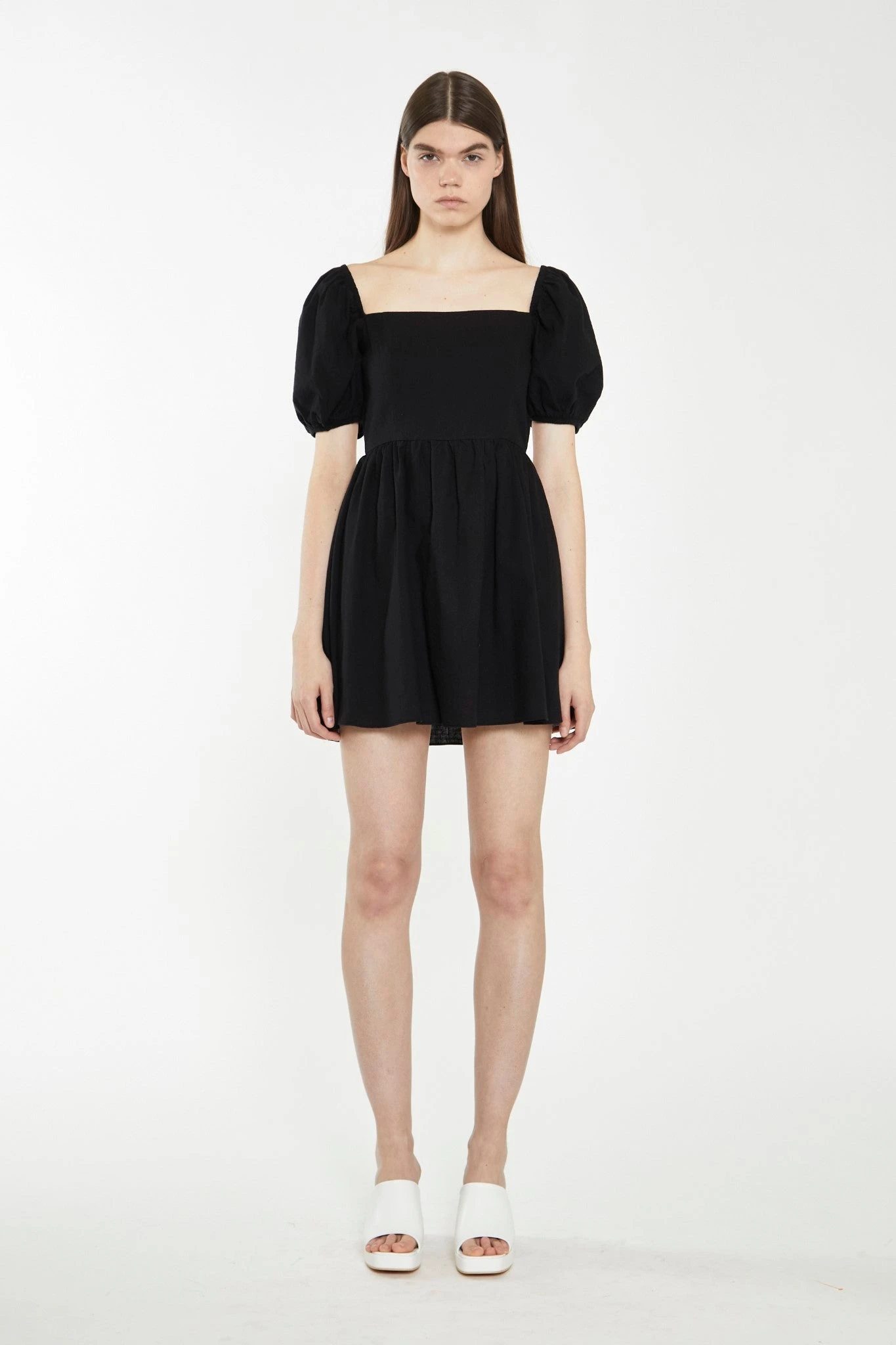 Glamorous Black Open-Back Babydoll Mini Dress