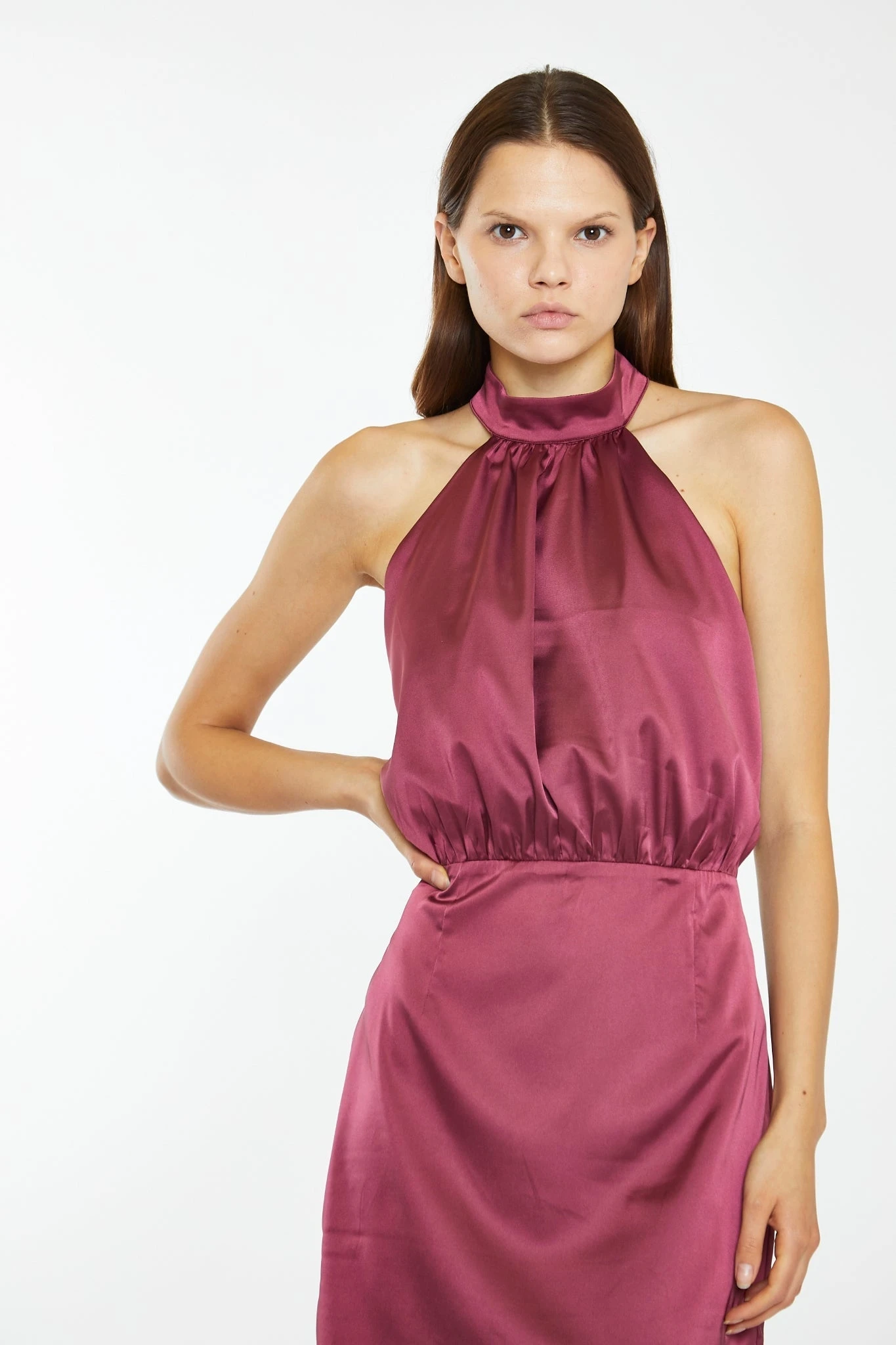 Glamorous Dark-Raspberry Satin Diamante Strap Mini-Dress - Image 3