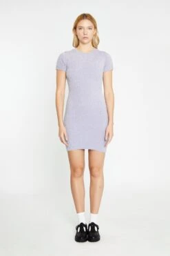 Glamorous Lilac-Glitter Knitted Mini-Dress