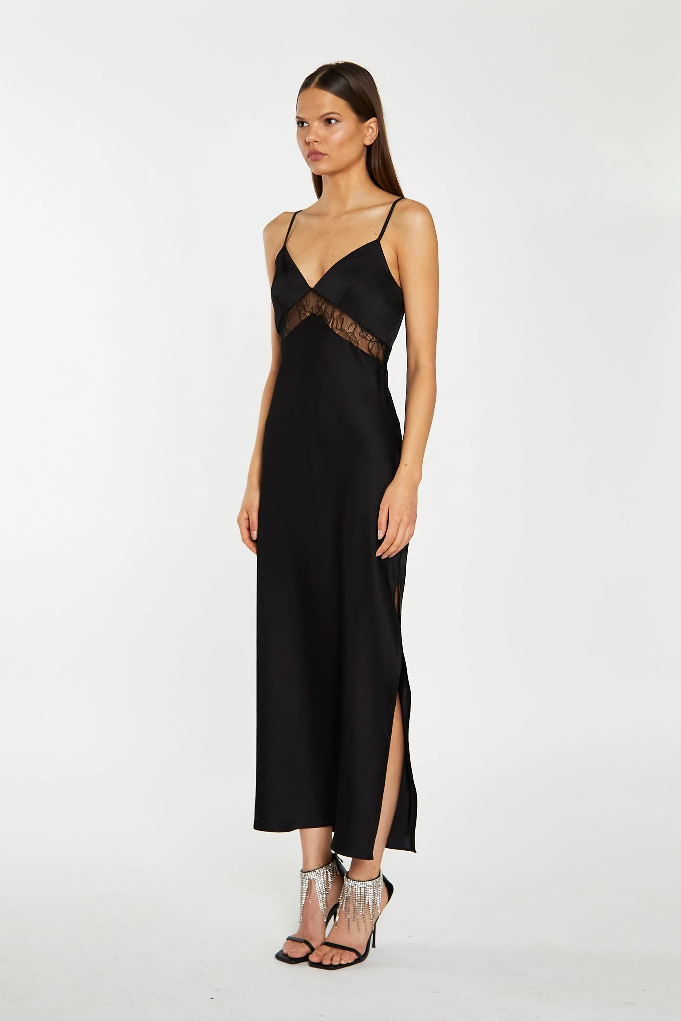 Glamorous Black Lace Trim Cami Midaxi-Dress - Image 5
