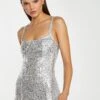 Glamorous Silver-Sequin Corset Mini-Dress