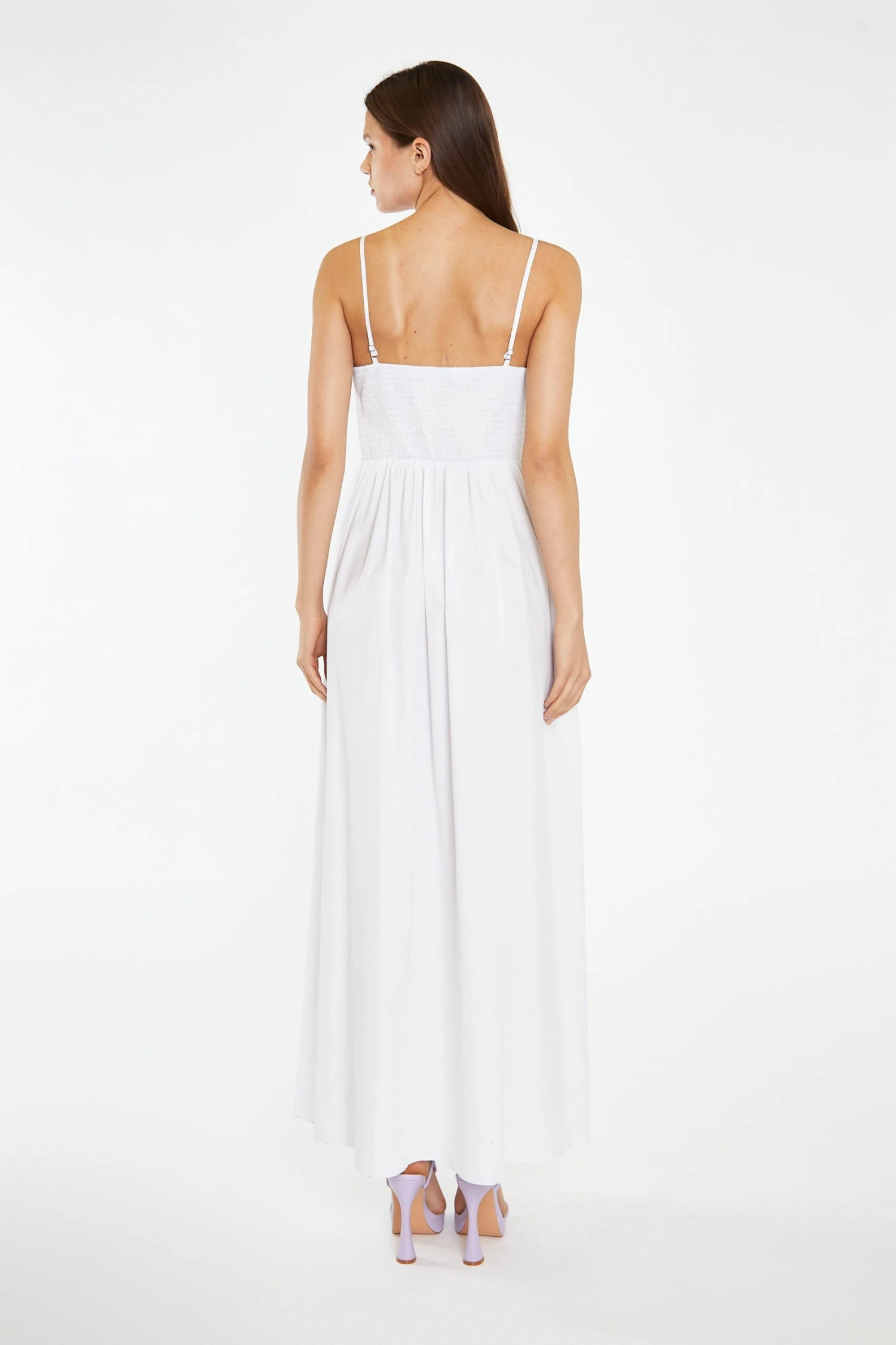 Glamorous White Shirred Bodice Maxi-Dress - Image 2