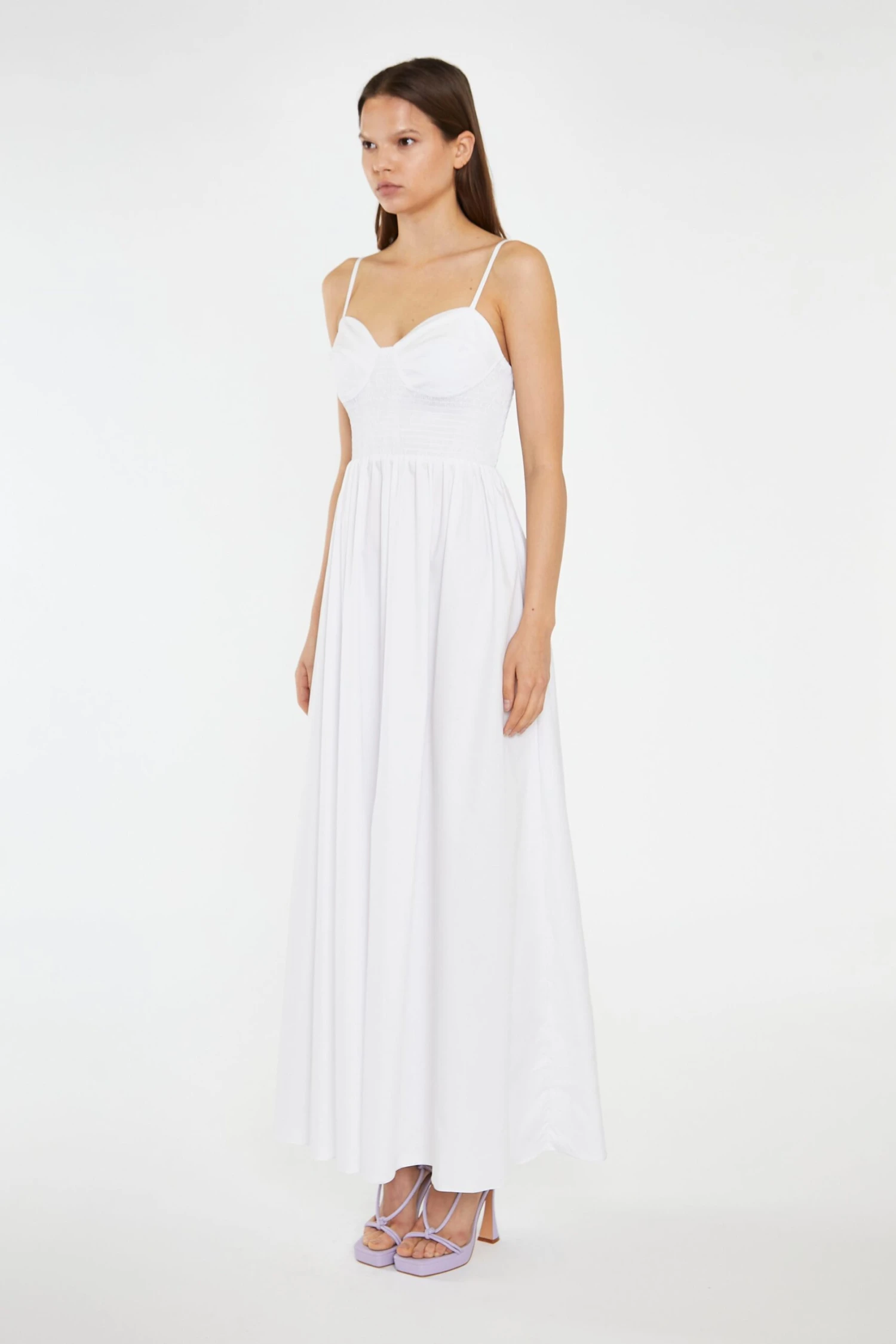 Glamorous White Shirred Bodice Maxi-Dress - Image 4
