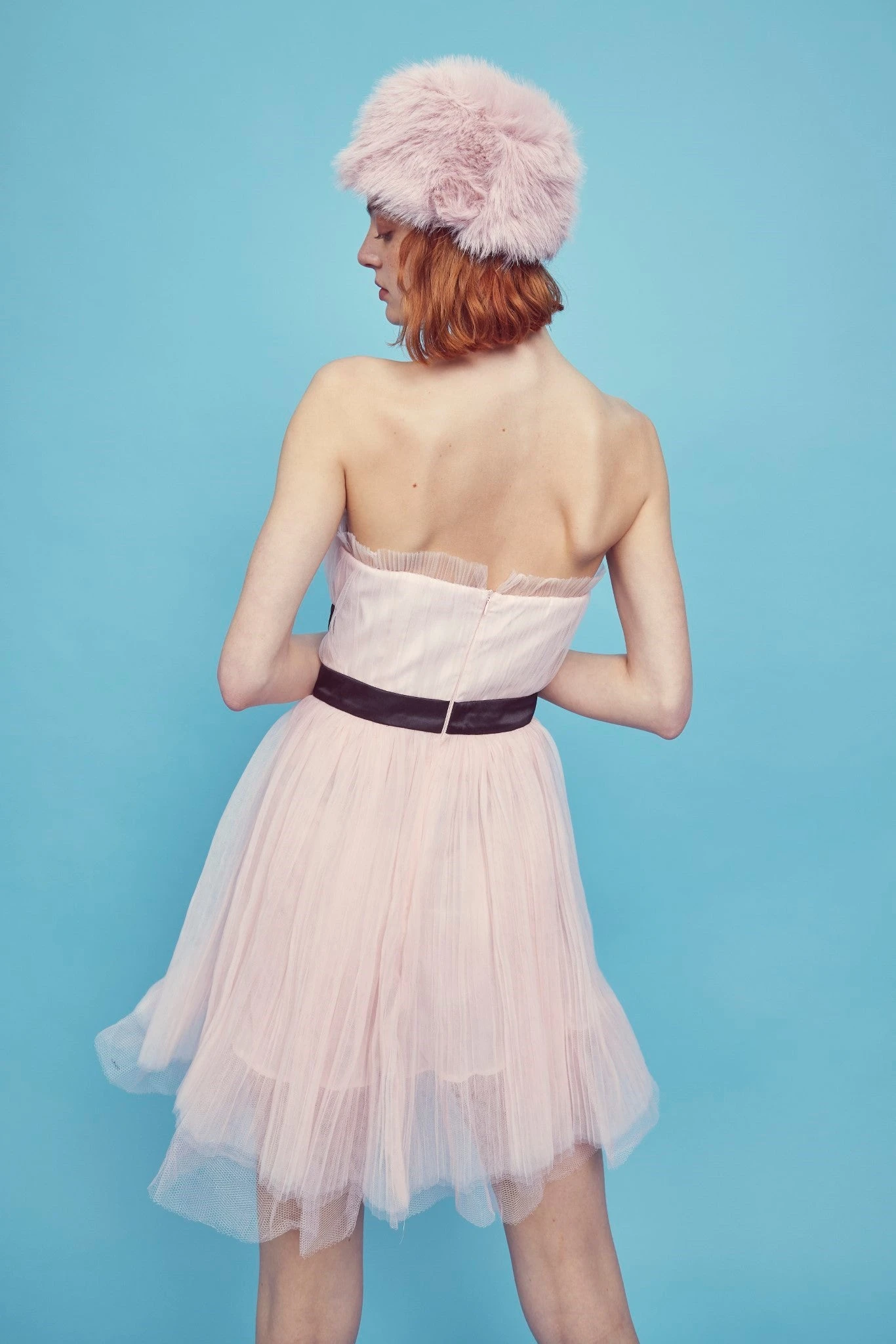 Glamorous Light-Pink V- Neck Puff Ball Strapless Mini Dress - Image 2