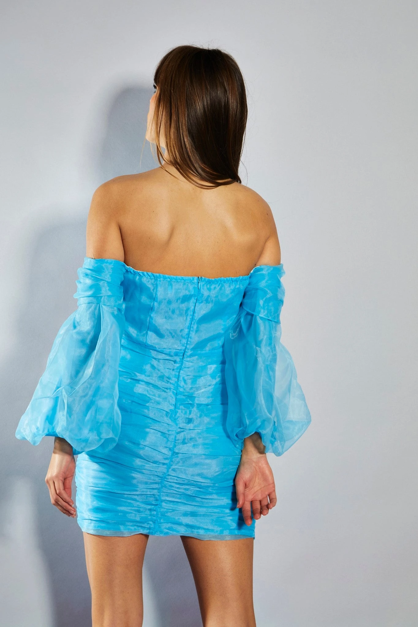 Glamorous Collection Teal Bardot Corset Mini Dress - Image 2