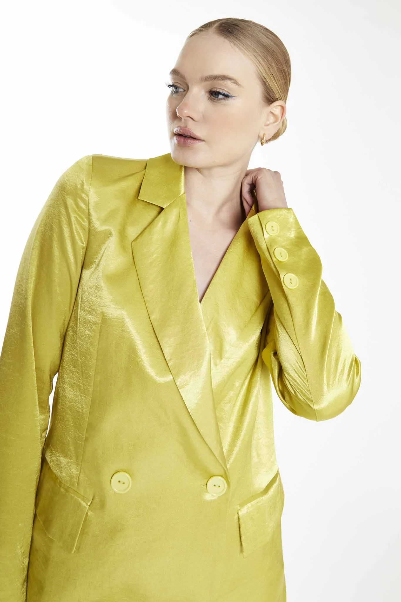 Glamorous Collection Lime Double Breasted Blazer Dress - Image 4