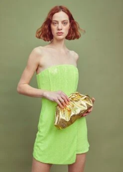 Glamorous Acid-Green Sequin Corset Dress