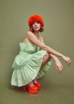 Glamorous Apple Green Bandeau Ruffle Mini-dress