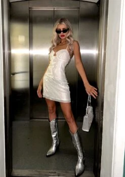 Glamorous Clear Sequin Strappy Back Mini-Dress