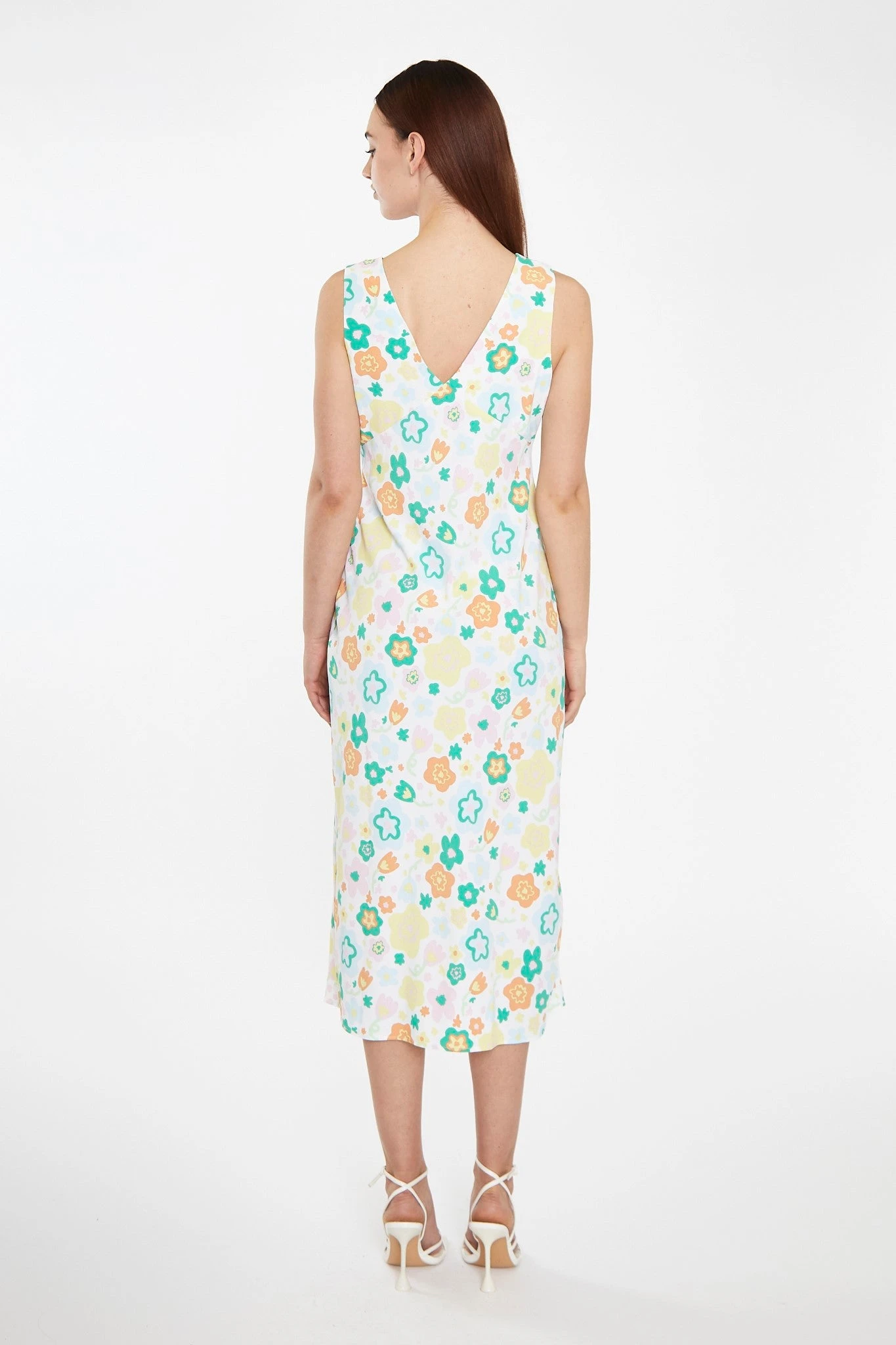 Retro Spring-Floral V-Neck Bias-Cut Maxi-Dress - Image 2