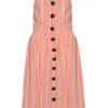 Glamorous Pink Peach Stripe Button Front Midi Dress