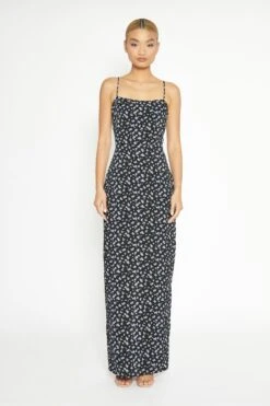 Glamorous Black Rose Straight-Fit Midaxi Dress