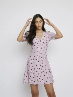 Glamorous Pink Ditsy V-Neck Mini Dress