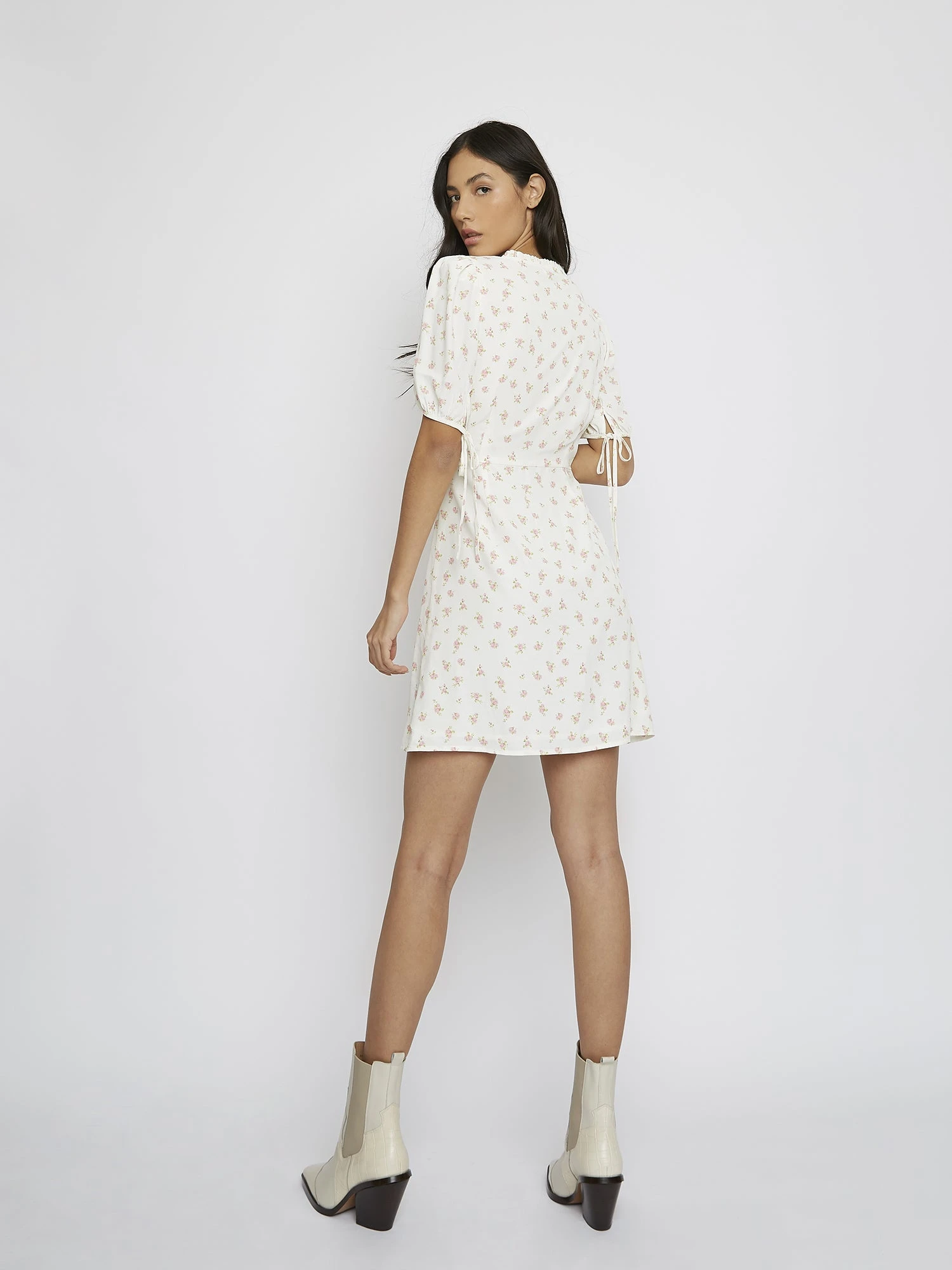 Glamorous White Pink Ditsy Mini Dress - Image 2