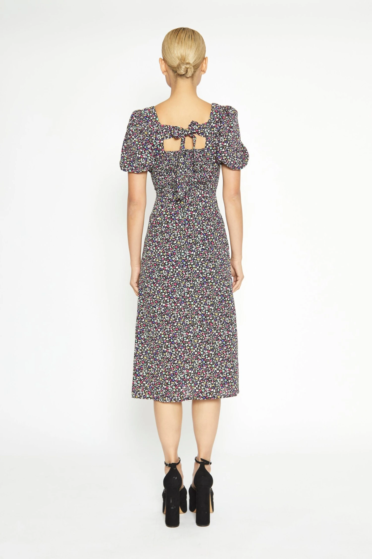 Glamorous Multi Splodge Floral Tie Back Midi Dress - Image 2